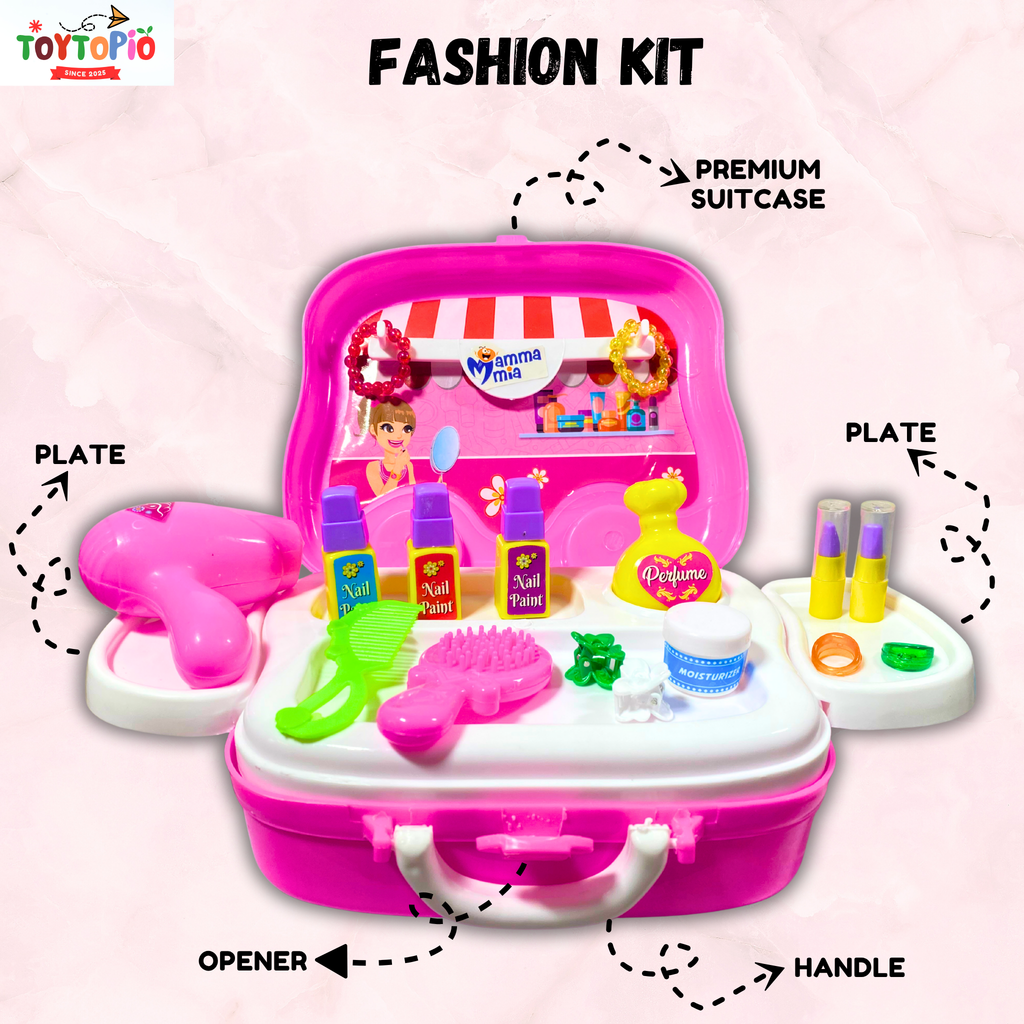 Fashion Kids Rolling Van Toy | Portable Vanity Playset with Makeup Accessories