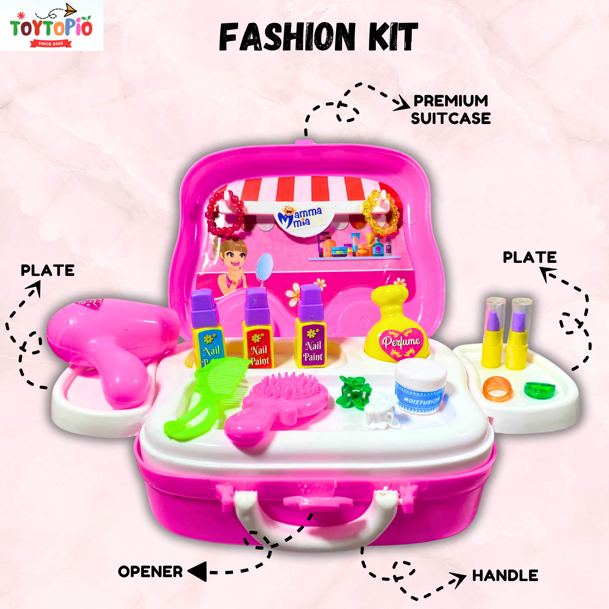 Fashion Kids Rolling Van Toy | Portable Vanity Playset with Makeup Accessories