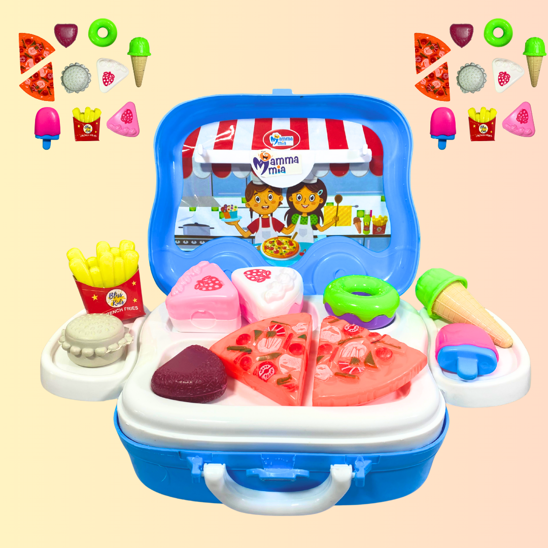 Bakery Set Vanity Rolling Van Toy | Dessert Trolley with Pretend Play Accessories