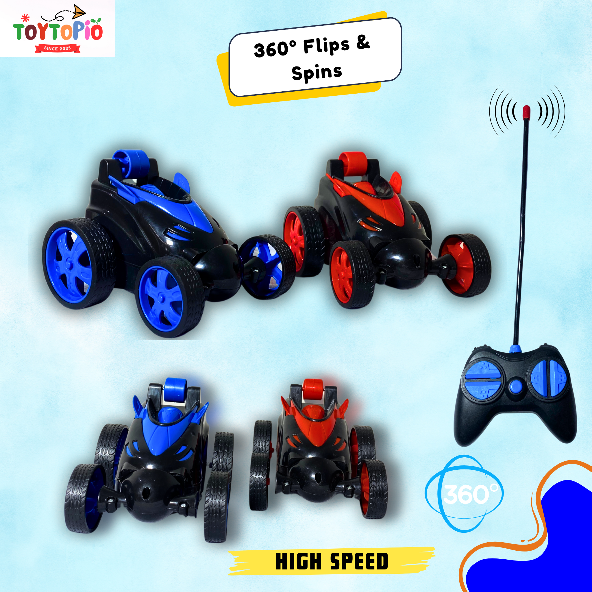 Remote Control Car 360° Stunt Car | Rechargeable RC Flip Car with Spins & Drift