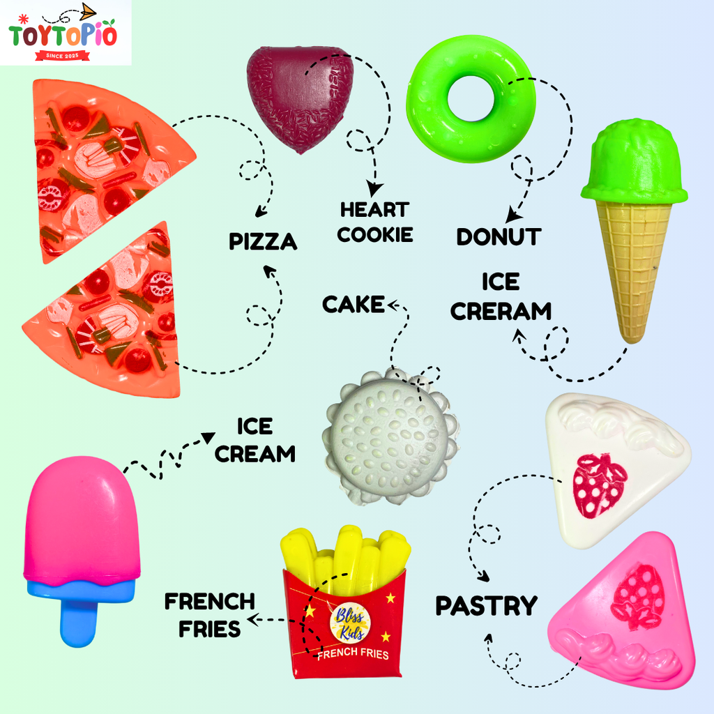 Bakery Set Vanity Rolling Van Toy | Dessert Trolley with Pretend Play Accessories