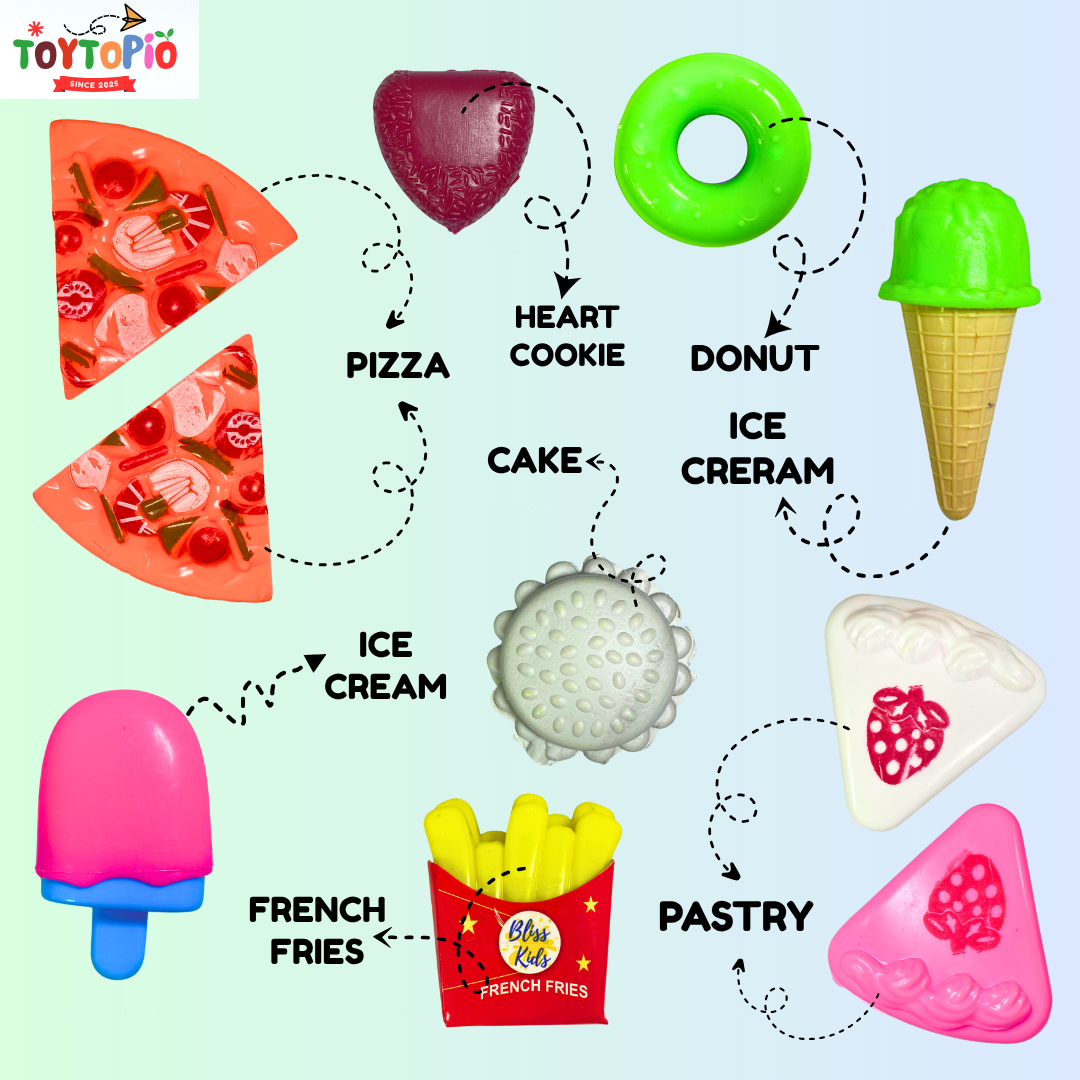 Bakery Set Vanity Rolling Van Toy | Dessert Trolley with Pretend Play Accessories