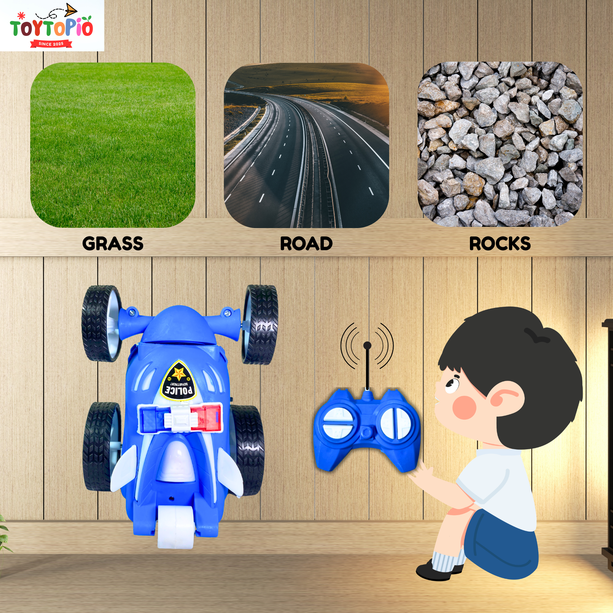 360° RC Police Stunt Car | Remote Control Flip Car with Lights & Drift Action