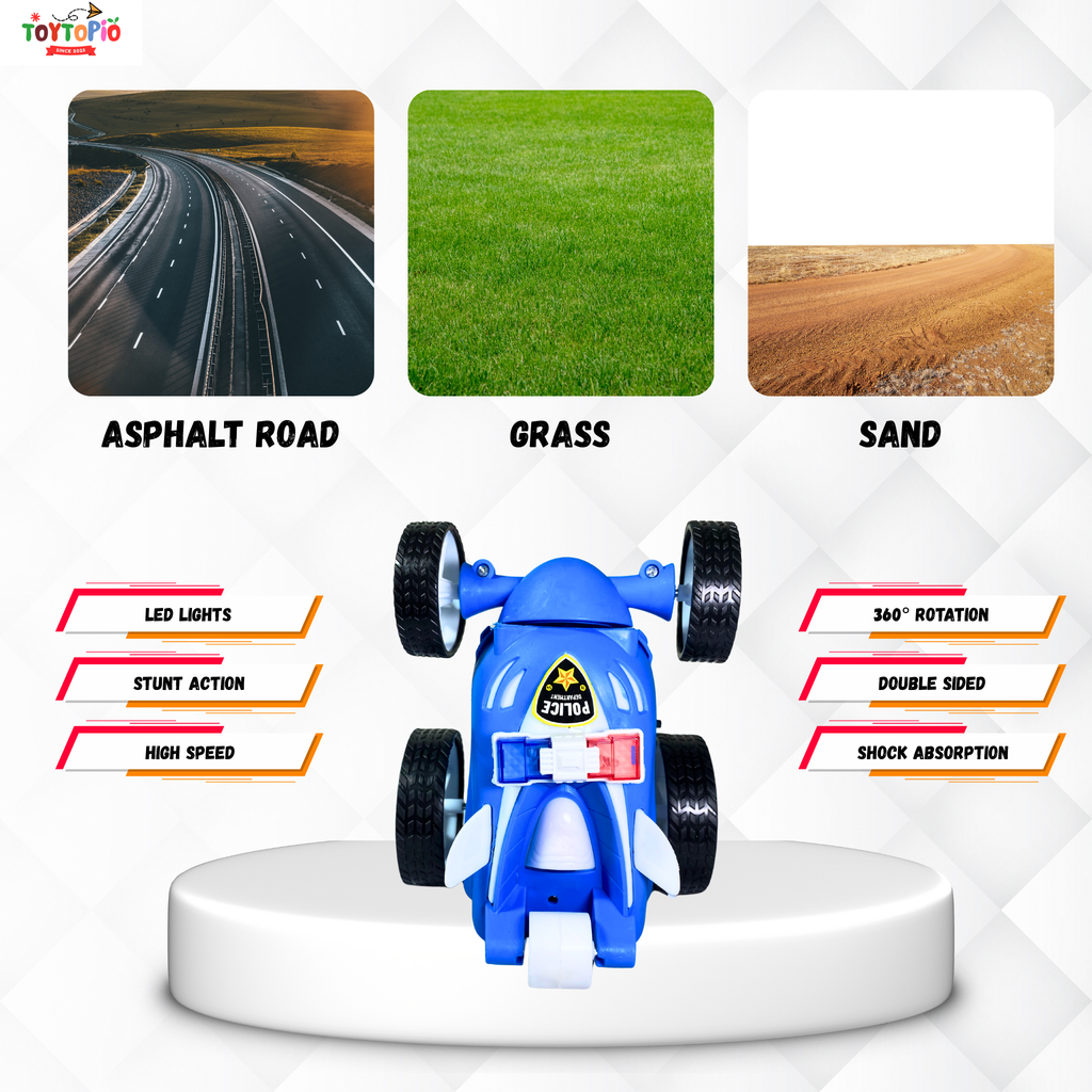 360° RC Police Stunt Car | Remote Control Flip Car with Lights & Drift Action