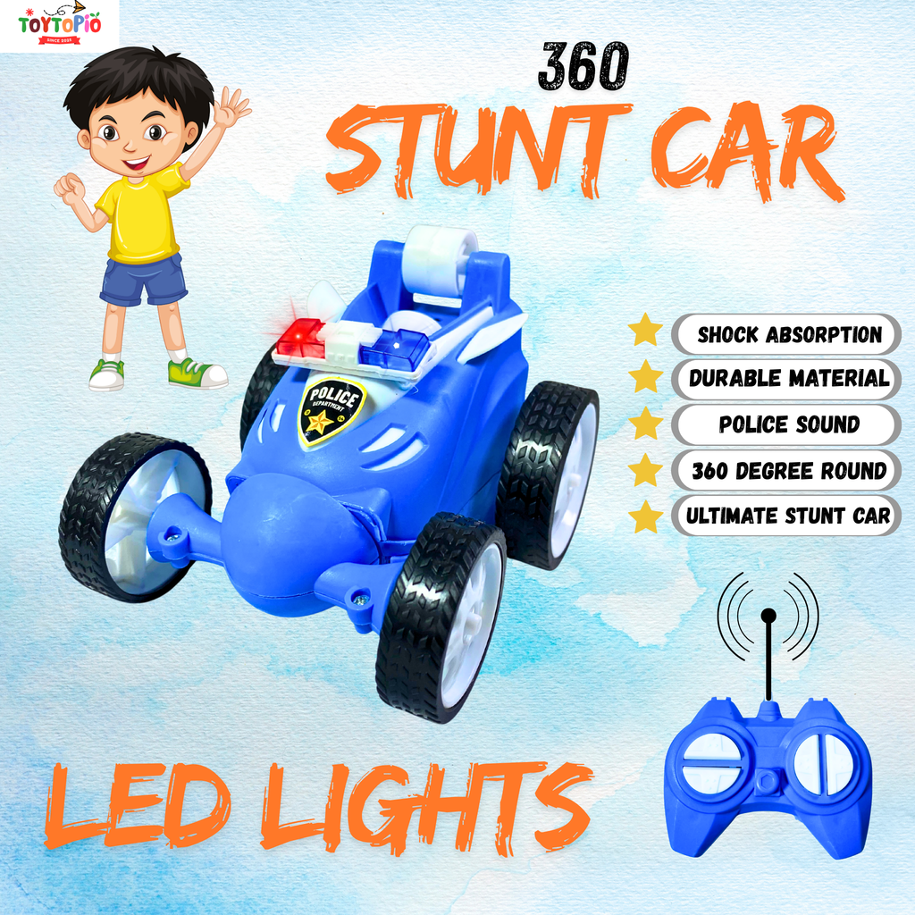 360° RC Police Stunt Car | Remote Control Flip Car with Lights & Drift Action