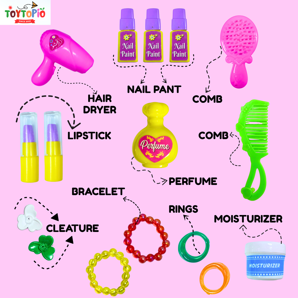 Fashion Kids Rolling Van Toy | Portable Vanity Playset with Makeup Accessories