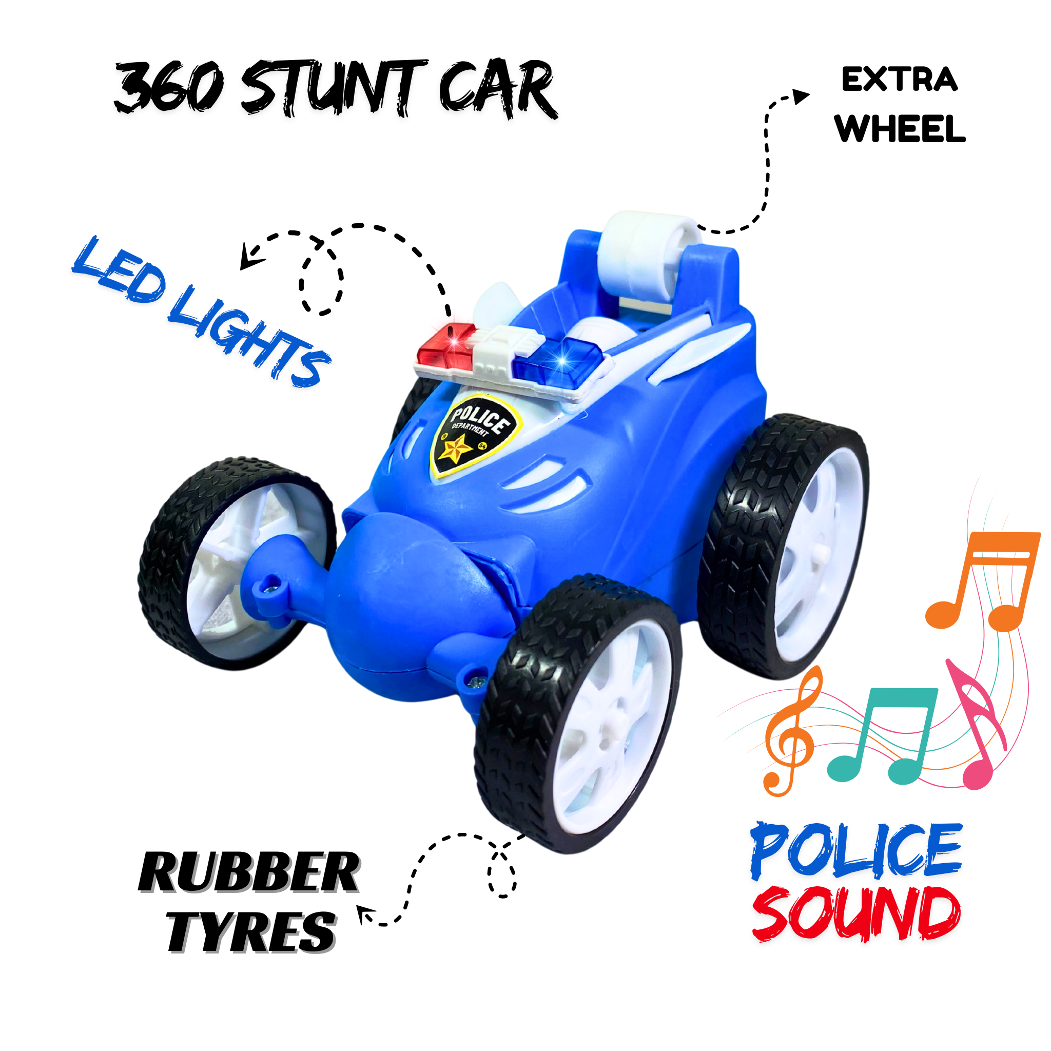 360° RC Police Stunt Car | Remote Control Flip Car with Lights & Drift Action