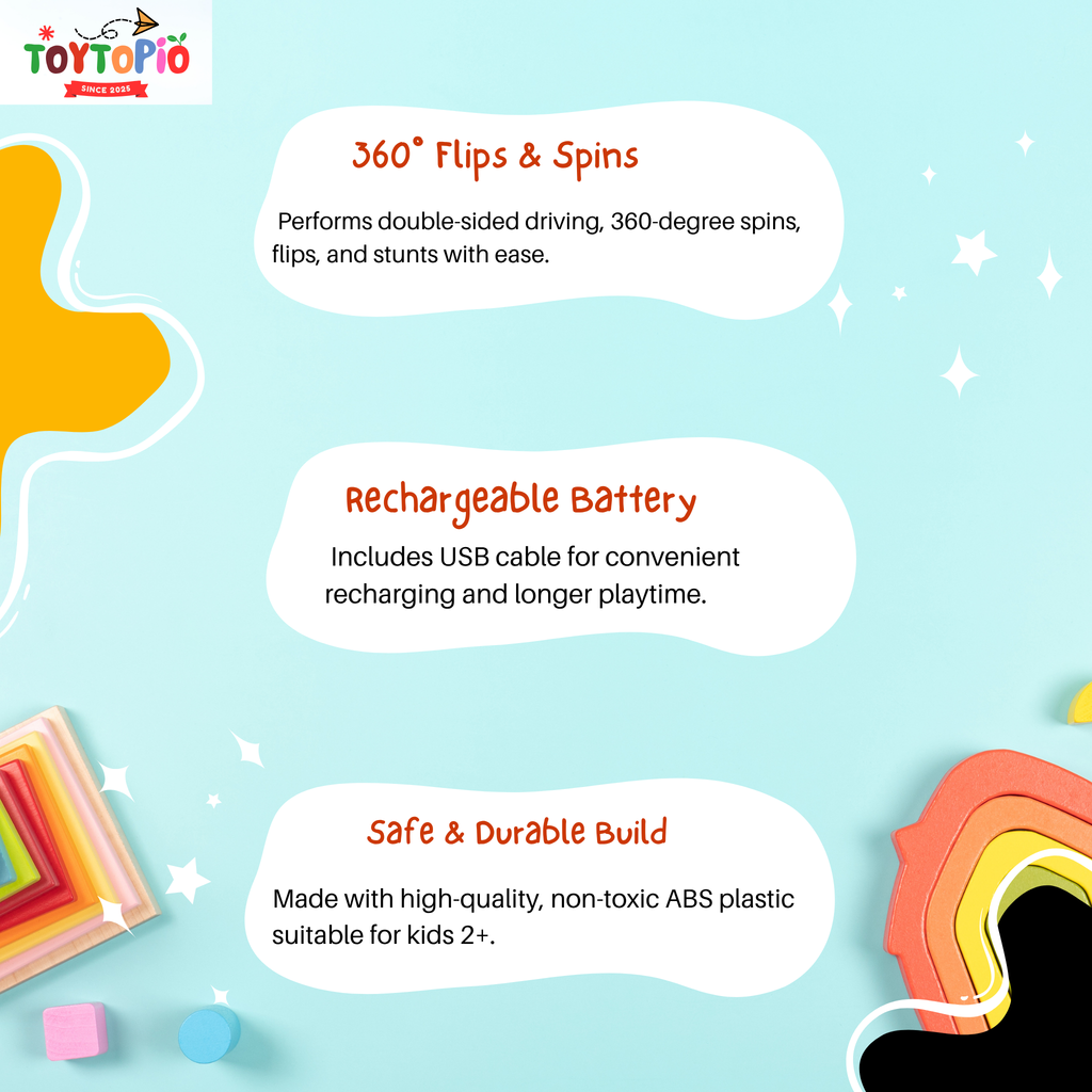 Remote Control Car 360° Stunt Car | Rechargeable RC Flip Car with Spins & Drift