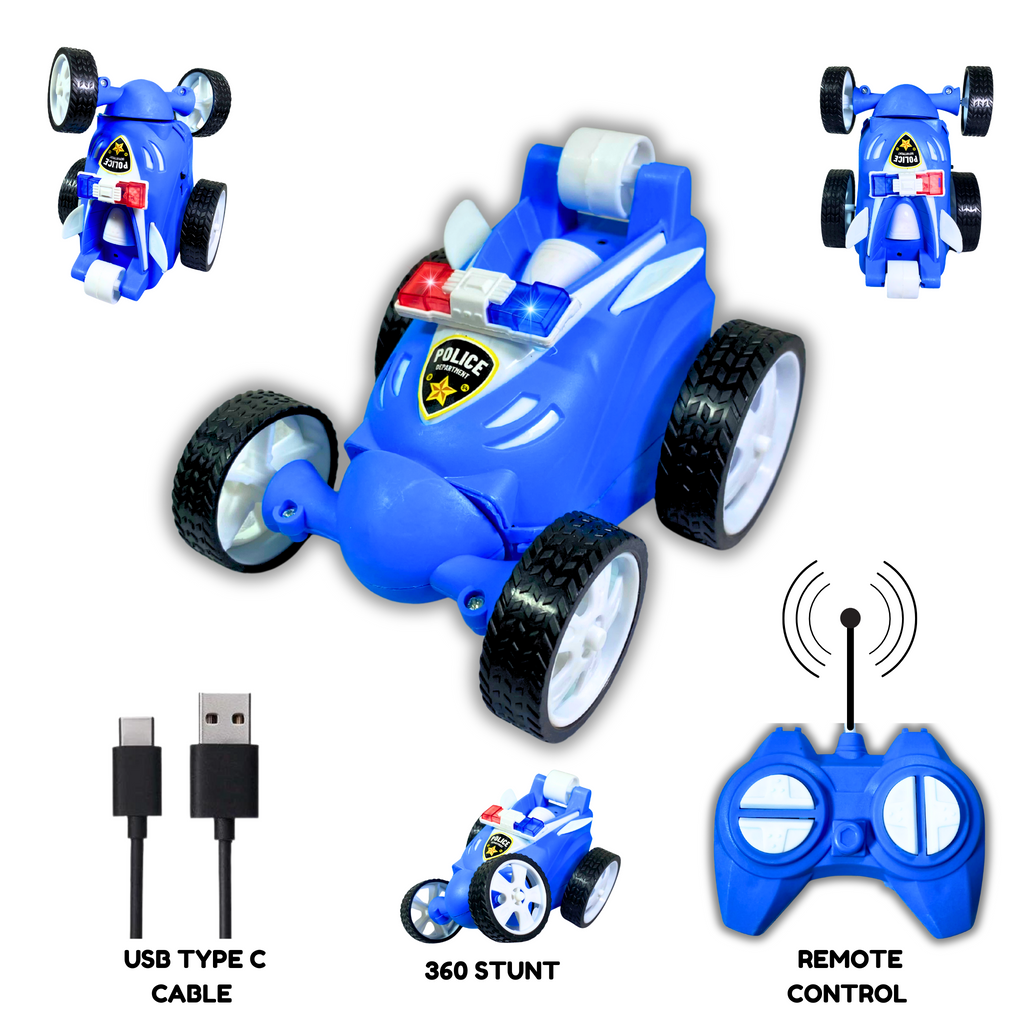 360° RC Police Stunt Car | Remote Control Flip Car with Lights & Drift Action